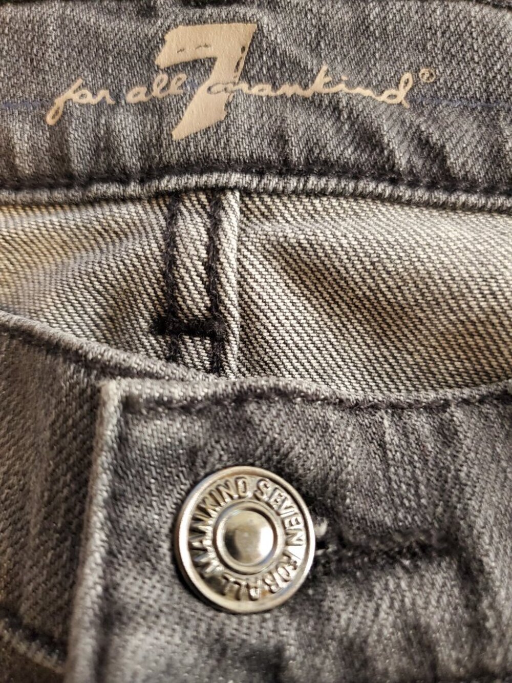 7 For All Mankind Jeans Josefina Skinny Boyfriend Buttonfly Jeans |Gray Wash - Picture 4 of 14